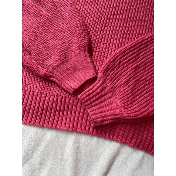 Vintage Misslook Womens Ribbed Knit Sweater - Hot Pink - Size M High Neck Cottag - Picture 6 of 7